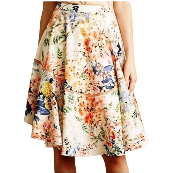 Ranna Gill Floral Blooms Jardin Asymmetrical Skirt, Size 4 - Picture 1 of 13
